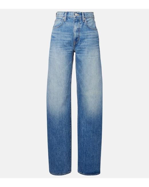 SLVRLAKE Denim Blue Cassie High-Rise Barrel-Leg Jeans