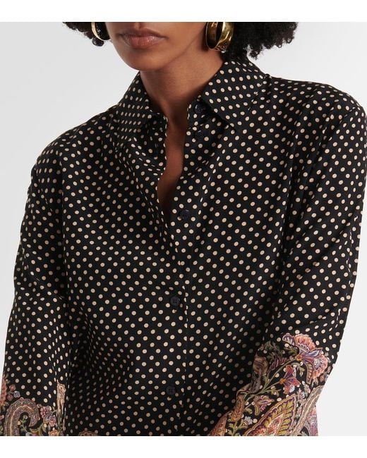 Camisa de seda con lunares y paisley Etro de color Black