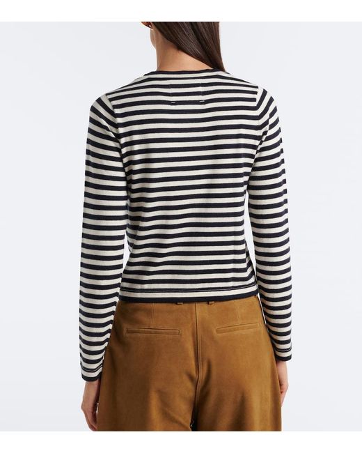 Extreme Cashmere Black N°451 Lisa Striped Cotton And Cashmere Top