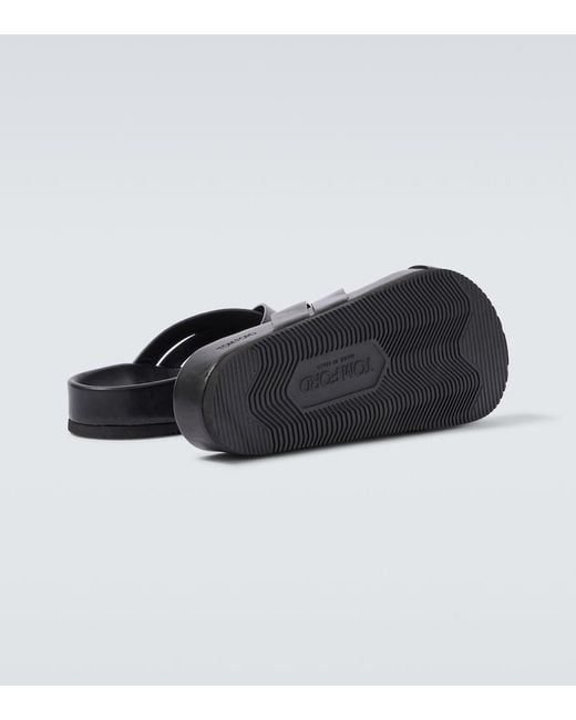 Tom Ford Black Leather Slides for men