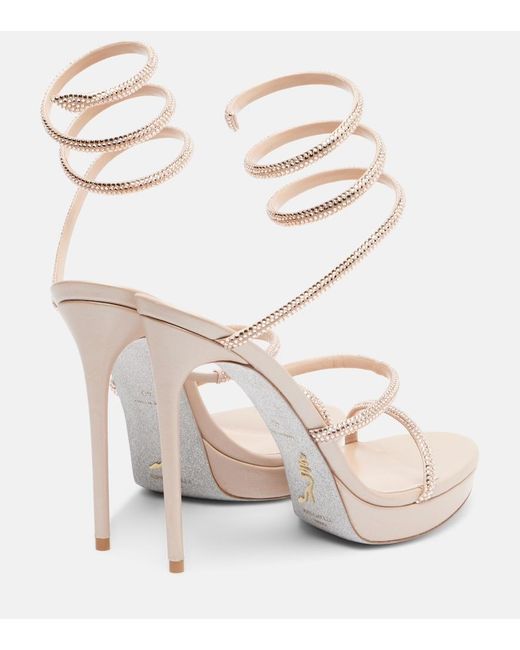 Rene Caovilla Natural Cleo Embellished Satin Sandals