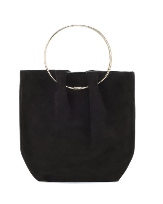 The Row Black Flat Micro Ring-handle Suede Bag