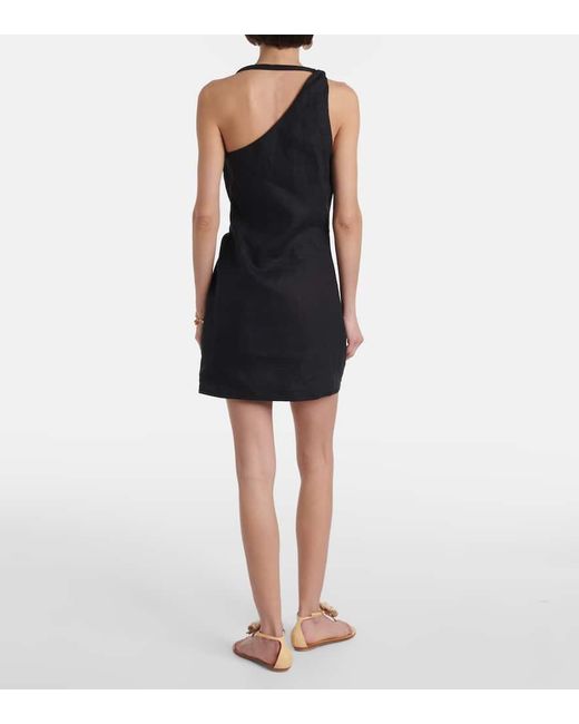Sir Black Affogato Asymmetric Linen Minidress