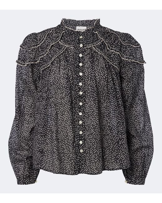 Isabel Marant Black Christa Polka-Dot Cotton Blouse