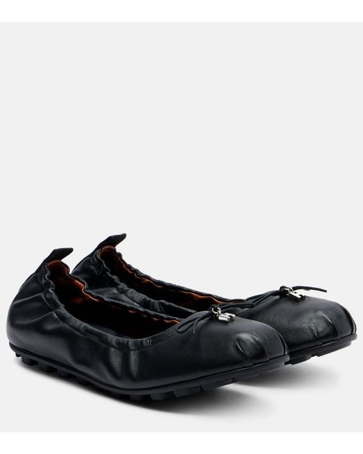 Hogan Black Olympia Leather Ballerina Flats