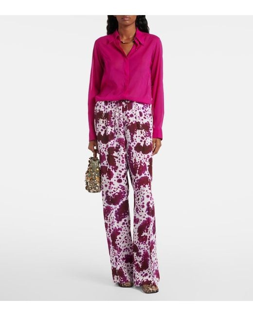 Dries Van Noten Pink Silk-Blend Shirt