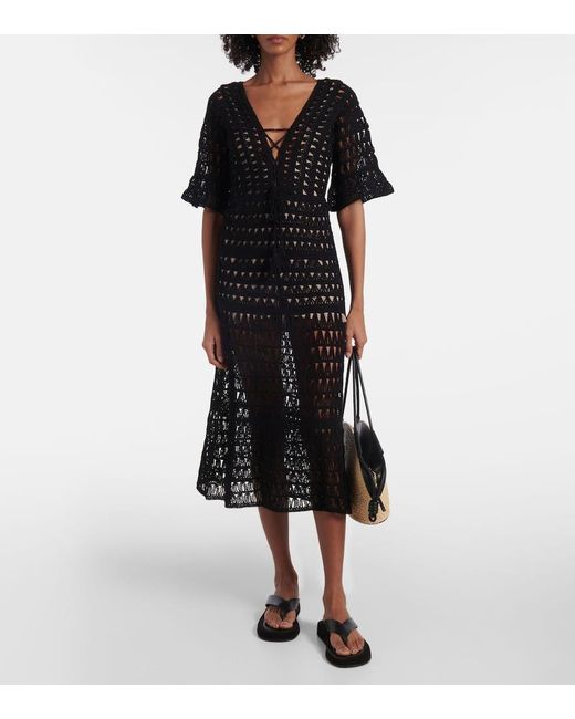 Anna Kosturova Black Marissa Cotton Crochet Maxi Dress