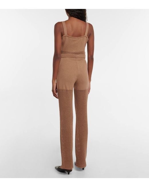 Nanushka Brown Kaela Crochet High-Rise Flared Pants