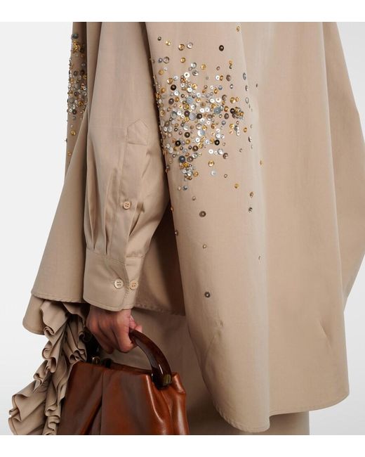 Dries Van Noten Natural Sequined Oversized Cotton Shirt