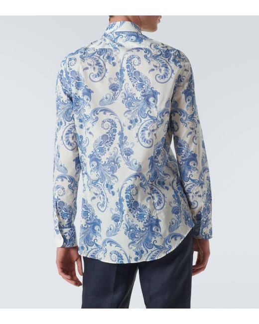 Chemise en coton a fleurs Etro pour homme en coloris Blue