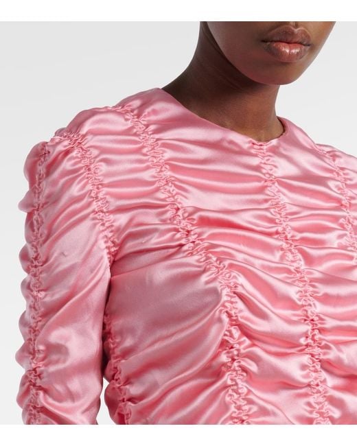 Khaite Pink Rory Ruched Silk Charmeuse Top