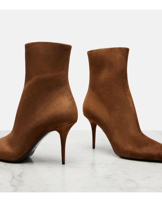 Saint Laurent Brown Ashley 90 Suede Ankle Boots