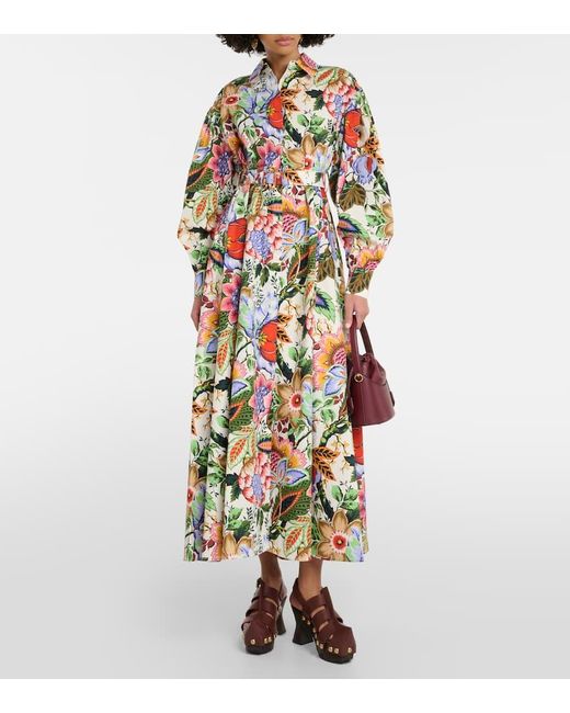Vestido camisero midi de algodon floral Etro de color Multicolor