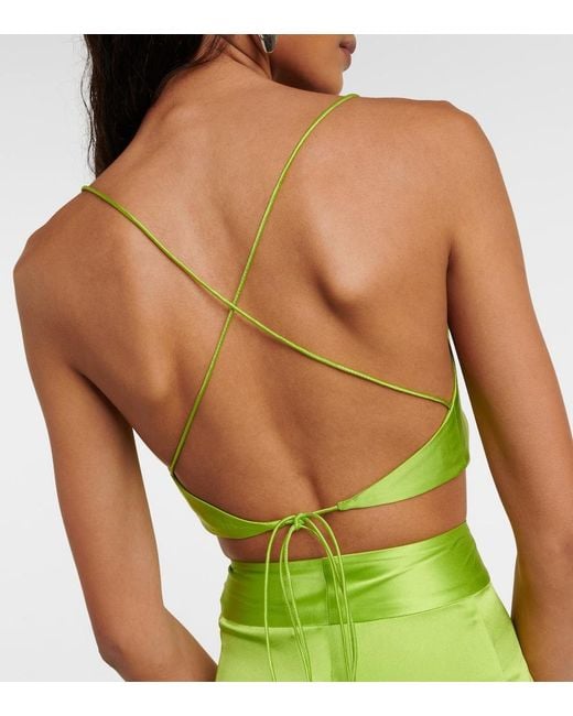 The Sei Green Silk Satin Bra Top