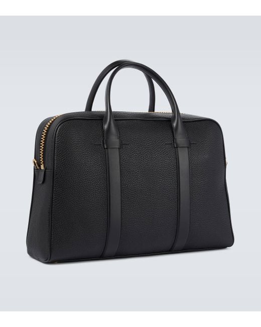 Tom Ford Black Buckley Leather Briefcase for men