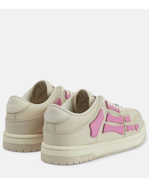 Amiri Skel-top Applique Leather Sneakers in Pink | Lyst