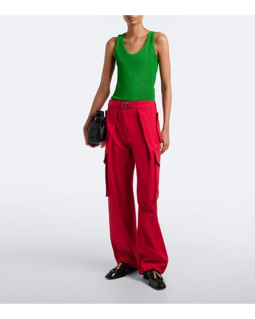 Loewe Green Double L Jersey Tank Top
