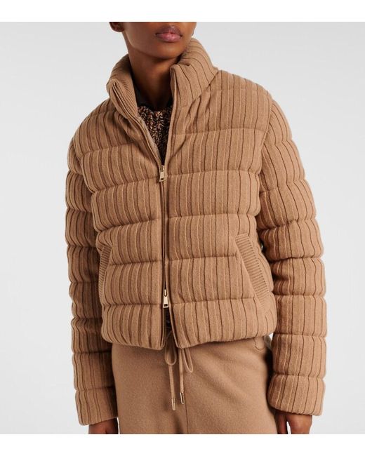 Moncler Brown Wool And Cashmere Down Jacket