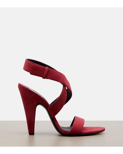 Alaïa Red Cone Suede Slingback Sandals