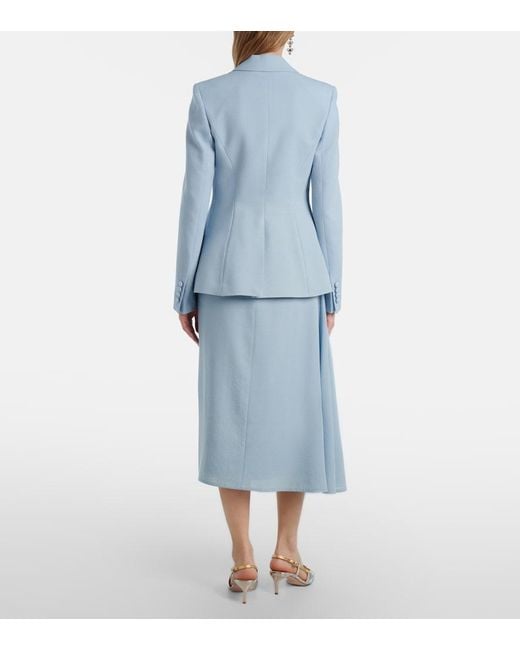 Erdem Blue Virgin Wool Midi Skirt