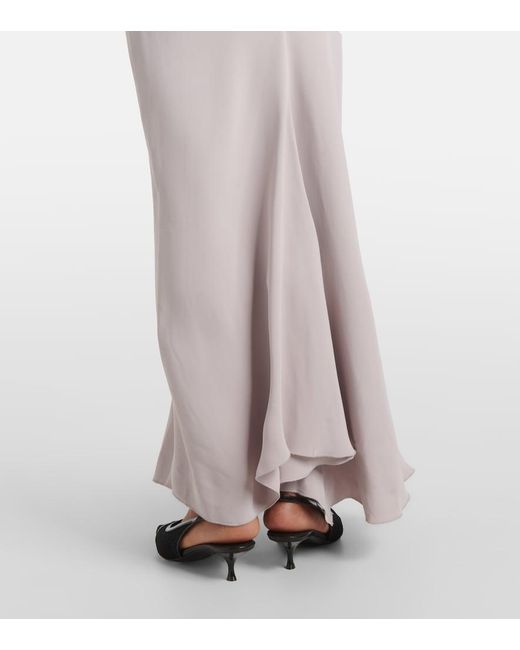 Victoria Beckham White Knit-Detail Crepe Maxi Dress