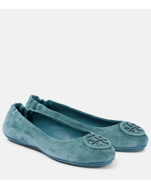 Tory Burch Blue Minnie Ballet Flats