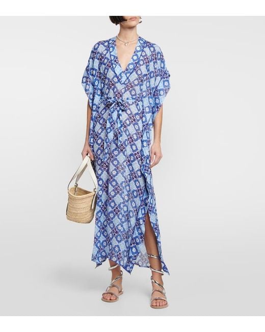 Poupette Blue Andrea Asymmetric Kaftan