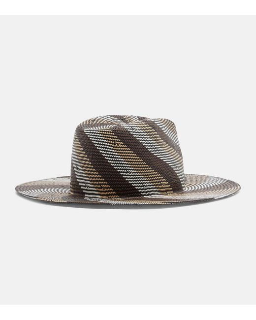 Ruslan Baginskiy Brown Striped Straw Fedora