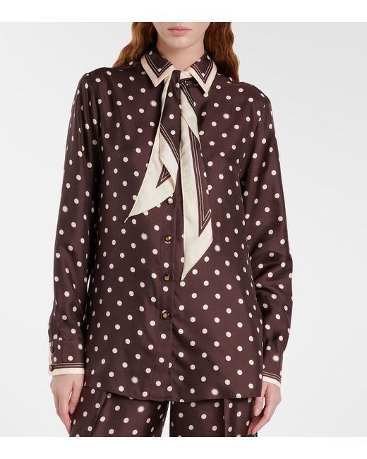 Zimmermann Brown Polka-Dot Silk Shirt