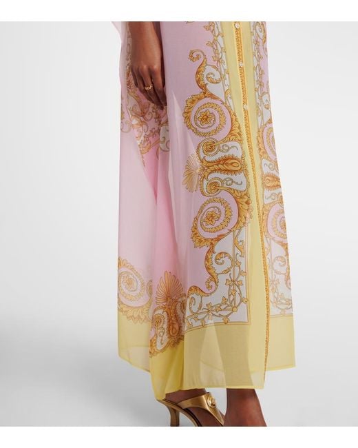 Versace Metallic Underwater Barocco Georgette Kaftan