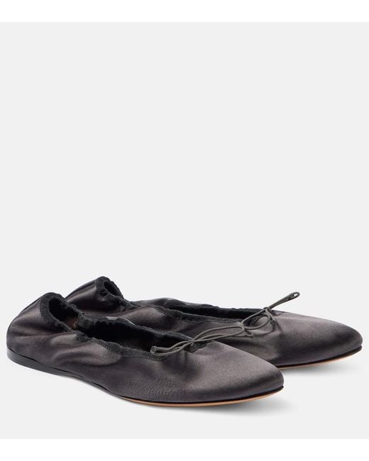 The Row Gray Awar Satin Ballet Flats