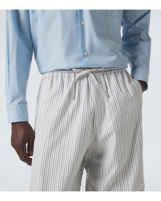 Umit Benan White Julian Striped Cotton Wide-Leg Pants for men