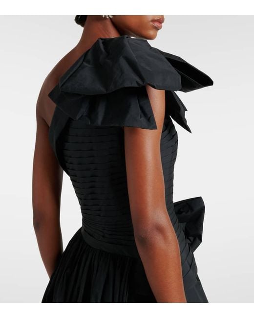Elie Saab Black Bow-Detail One-Shoulder Taffeta Gown