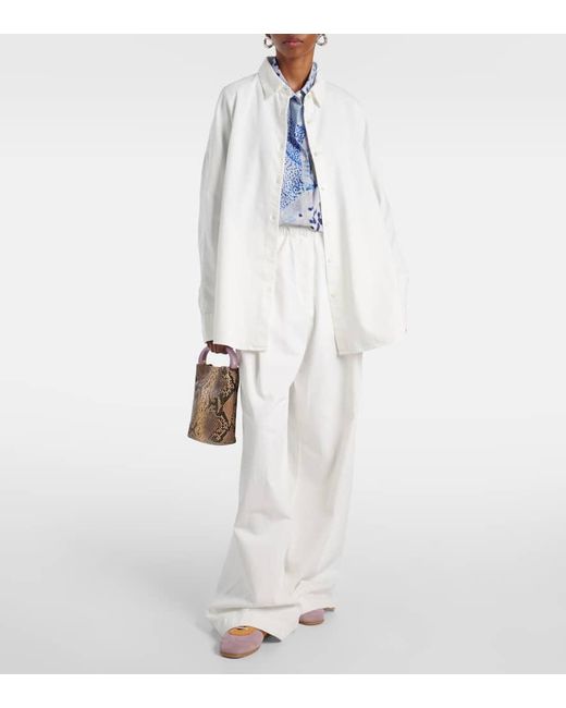 Dries Van Noten White Weite High-Rise-Hose Aus Denim