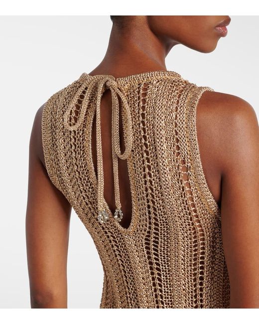 Rabanne Natural Crochet Embellished Midi Dress