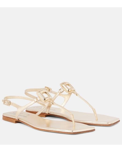 Roger Vivier White Viv' By The Sea Leather Thong Sandals