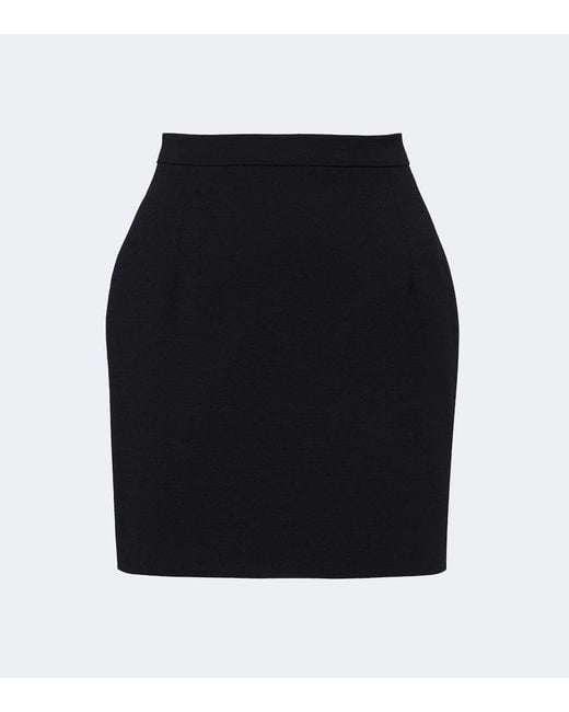 Alessandra Rich Black Wool-Blend Crepe Miniskirt