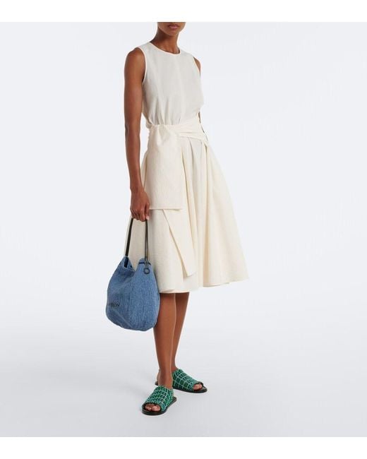 J.W. Anderson Blue Bulb Small Beaded Leather-Trimmed Shoulder Bag
