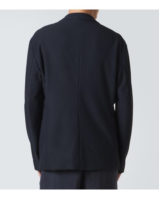 Giorgio Armani Black Waffle-Knit Blazer for men