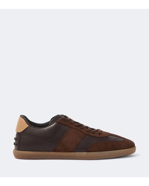 Tod's Brown Leather And Suede Sneakers for men