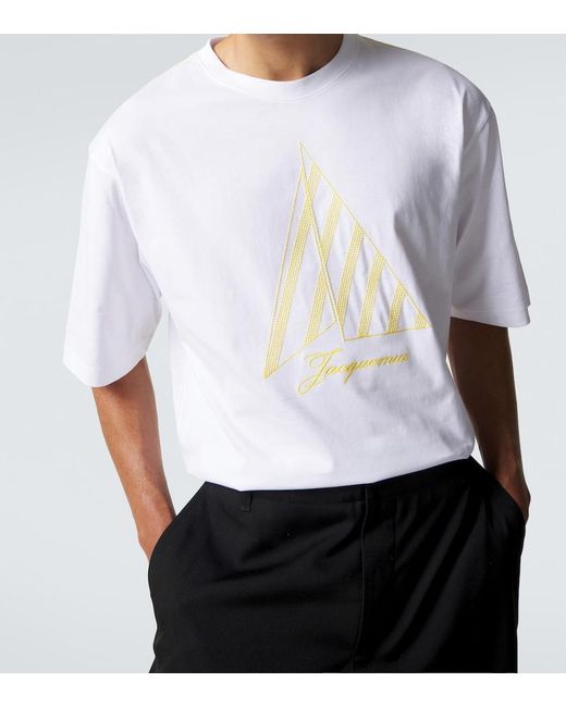 Jacquemus White Voilier Embroidered Cotton Jersey T-Shirt for men