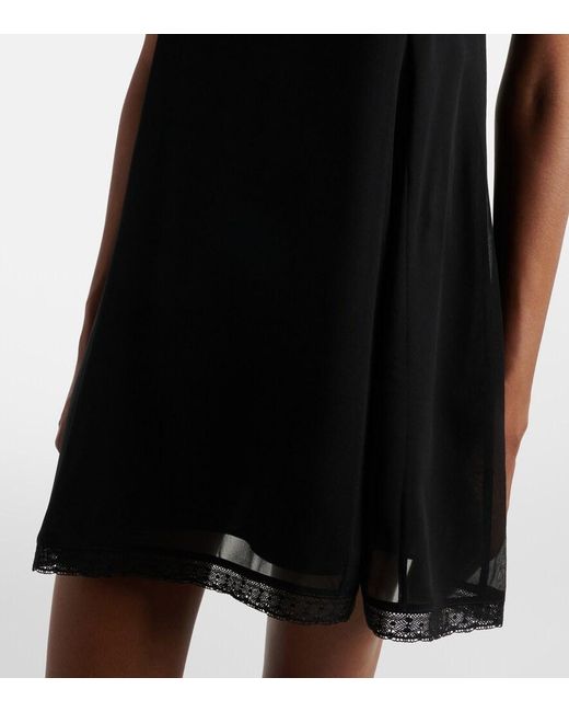 Posse Black Priscilla Lace-Trimmed Silk Minidress