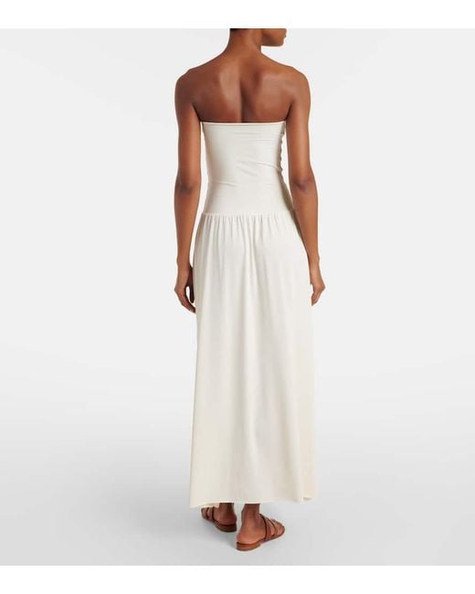 Eres White Oda Strapless Crepe Jersey Maxi Dress