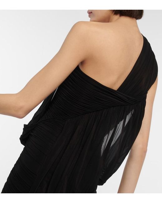 Rick Owens Black Edfu One-Shoulder Minidress
