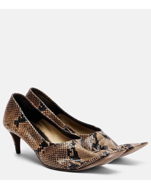 Khaite Brown Marlene Snake-Effect Leather Pumps