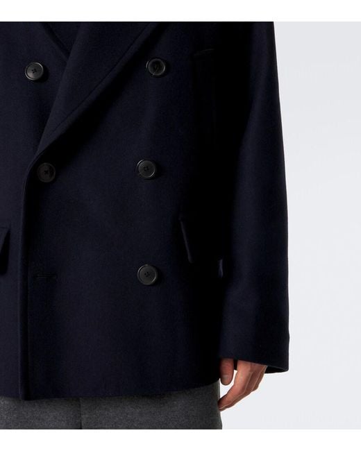 Dries Van Noten Blue Double-Breasted Wool-Blend Jacket for men