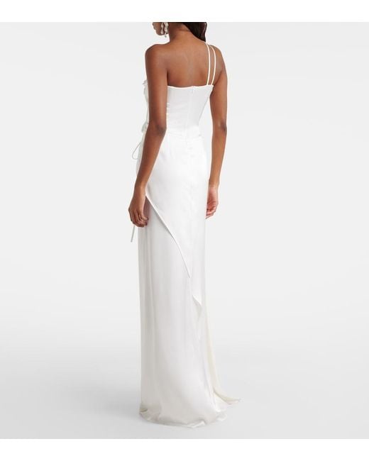 David Koma White Floral-Applique Gown