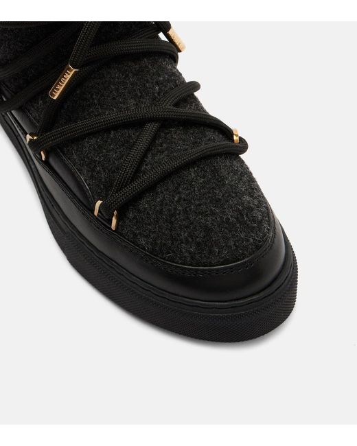 Inuikii Black Felt Leather-Trimmed Snow Boots