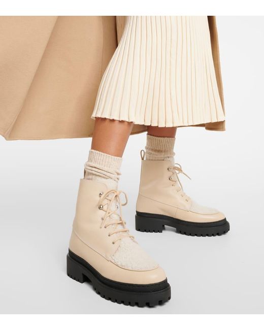 Yves Salomon Natural Wool-lined Leather Ankle Boots