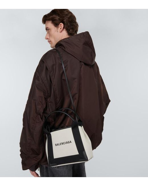 Balenciaga Black Cabas Leather-trimmed Canvas Tote Bag for men